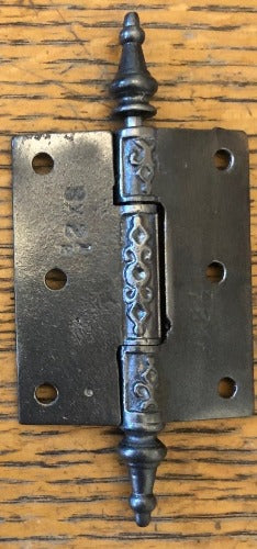 Antique Decorative Cast Iron Steeple Tip Door Hinge - 3" x 2½" back