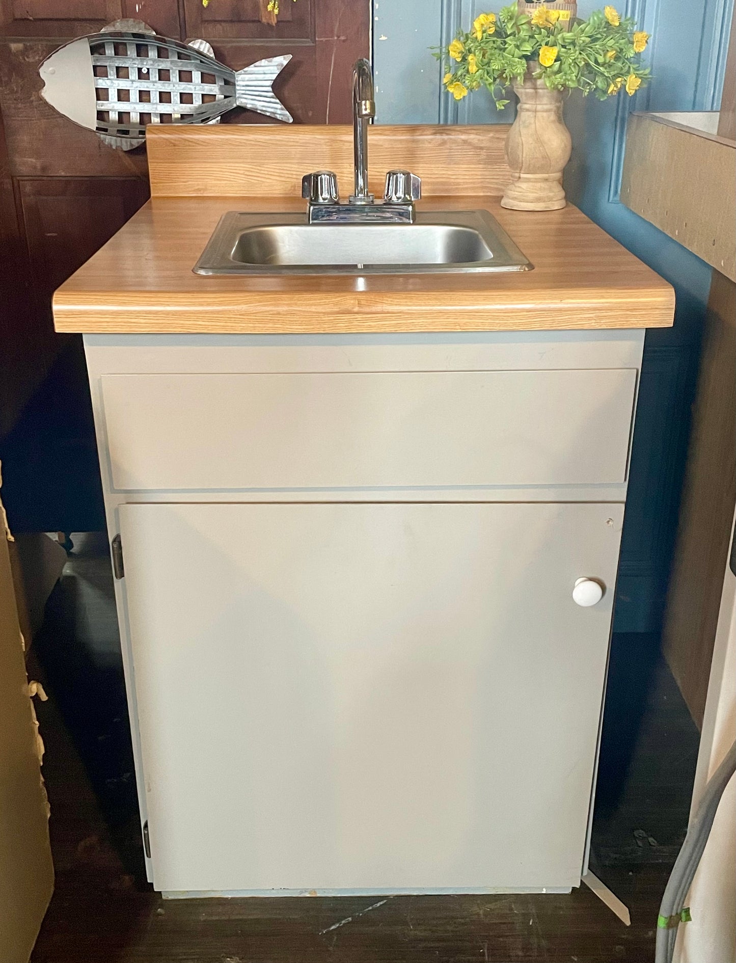 Gray Base Cabinet with Countertop (store pick up only)