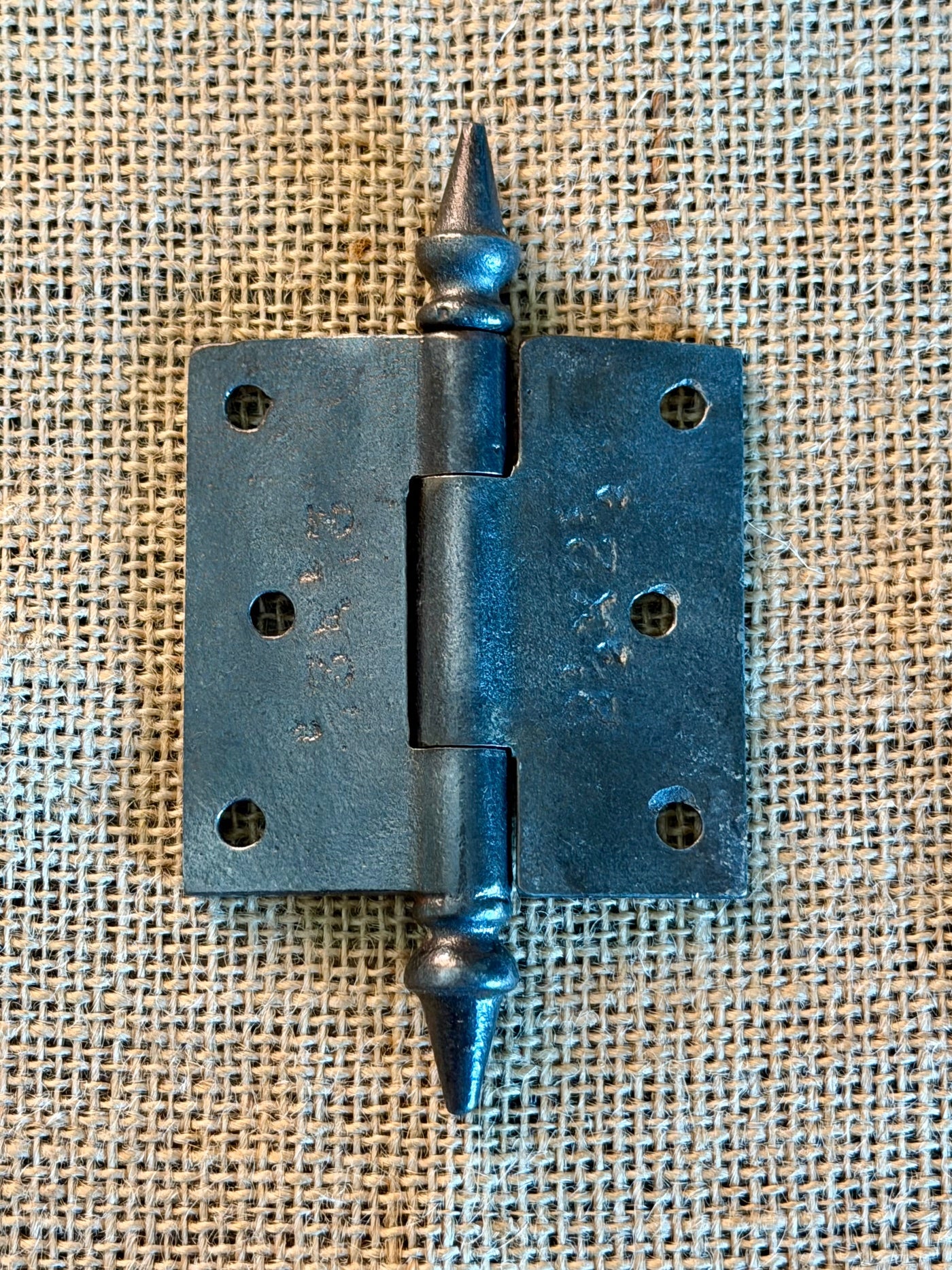 Antique Decorative Cast Iron Steeple Tip Door Hinge - 2½" x 2½"