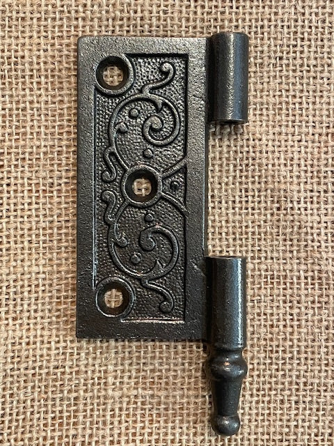 Antique Cast Iron Steeple Tip Door Hinge, Left Half Only - 3½" x 3½"