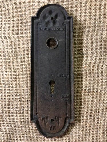 Antique Stamped Door Plate - 2⅜" x 5⅜" back