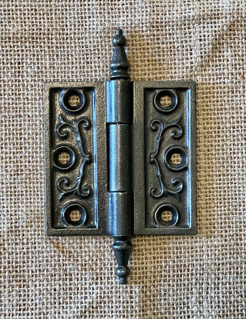 Antique Decorative Cast Iron Steeple Tip Door Hinge - 3" x 3"