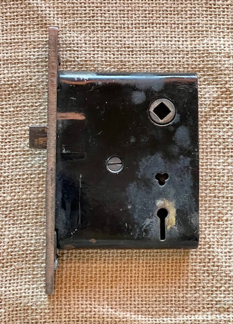 Antique Eastlake-Style Mortise Lock With Stamped Metal Faceplate