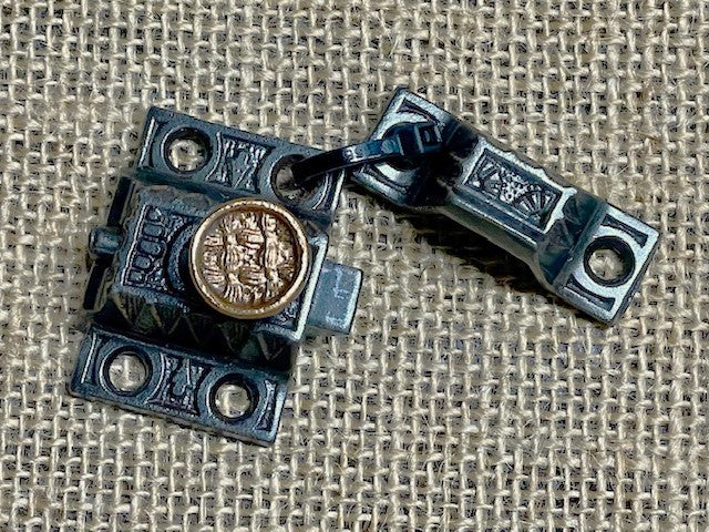 Antique Cast Iron Cabinet Latch and Keeper - 1⅝