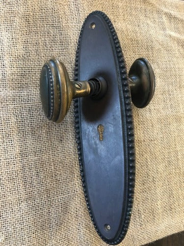 Antique Oval Brass Entry Doorknob Set