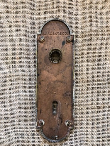 Antique Sargent & Co Brass Doorknob Backplate - 7½" back