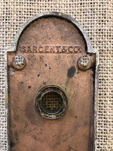 Antique Sargent & Co Brass Doorknob Backplate - 7½" stamp