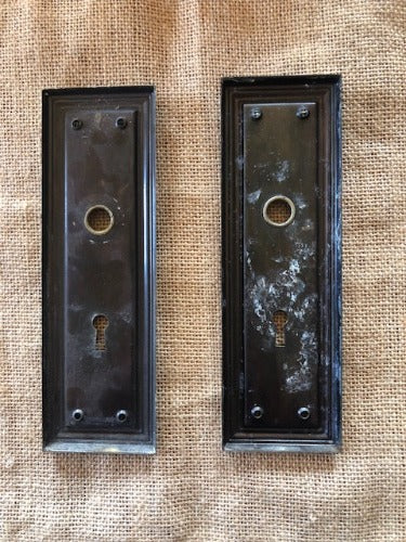 Antique Steel Door Plate - 2½" x 7⅞" back