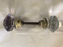 Load image into Gallery viewer, Antique Octagon Purple &amp; Clear Glass Door Knob Set
