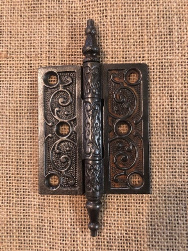 Antique Decorative Cast Iron Steeple Tip Door Hinge - 3½" x 3"