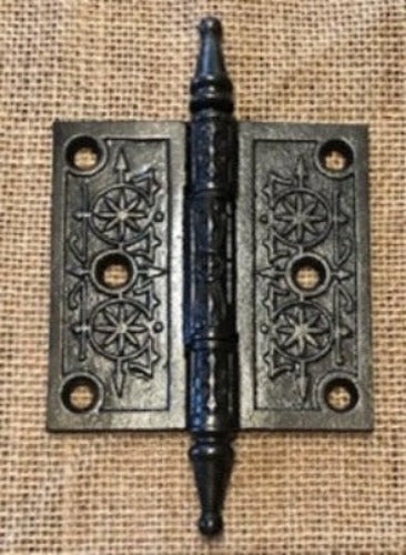 Antique Decorative Cast Iron Steeple Tip Door Hinge - 3½" x 3½"