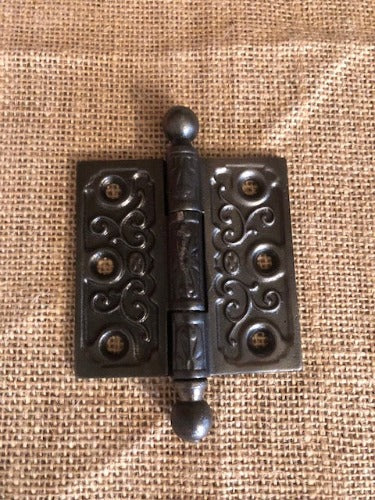 Antique Decorative Cast Iron Ball Tip Door Hinge - 3" x 3"