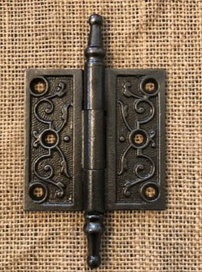 Antique Decorative Cast Iron Steeple Tip Door Hinge - 3" x 3"