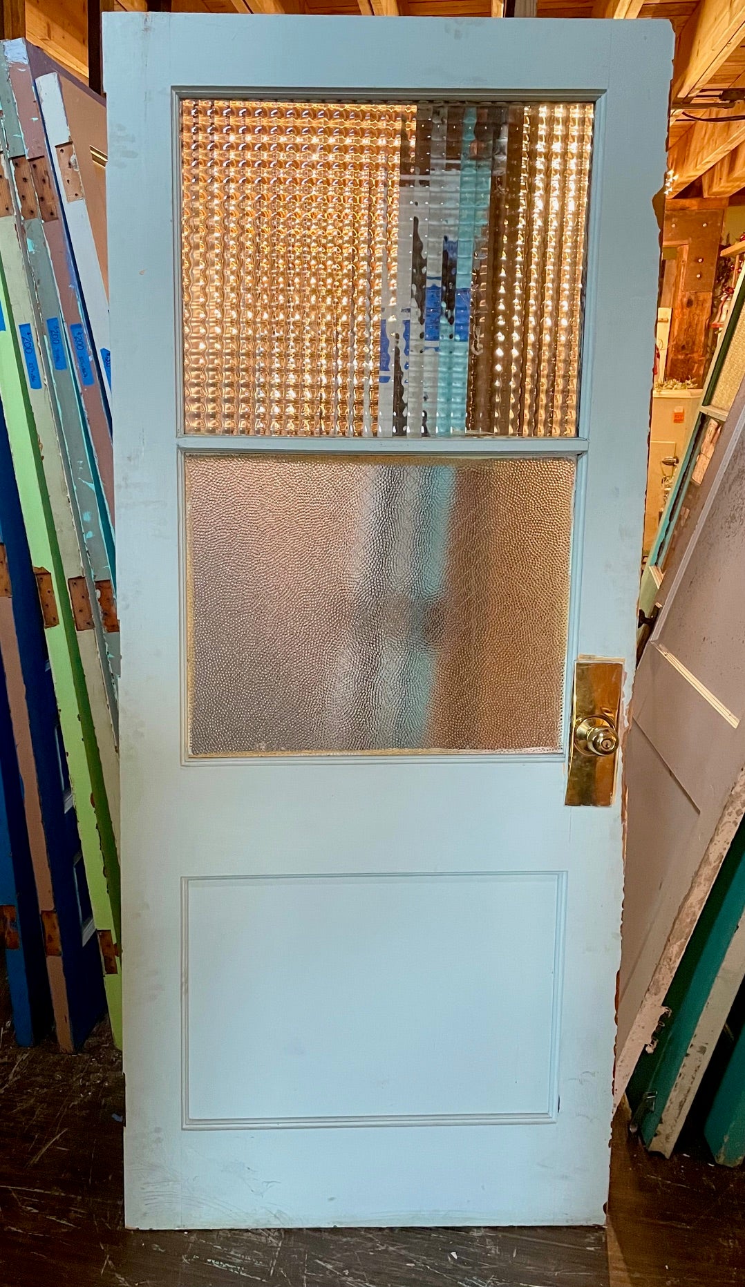 Wood Door with Textured Glass Panels (Store Pick Up Only)