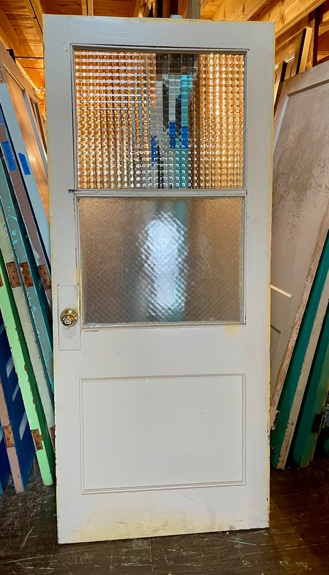 Wood Door with Textured Glass Panels (Store Pick Up Only)