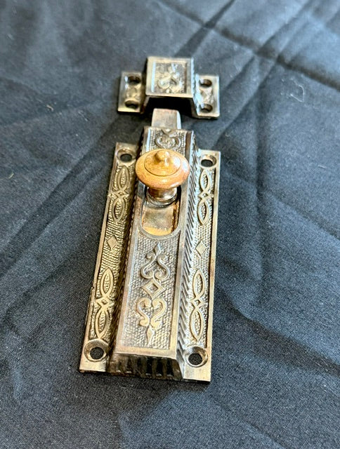 Antique Cast Iron Surface-Mount Slide Bolt Latch