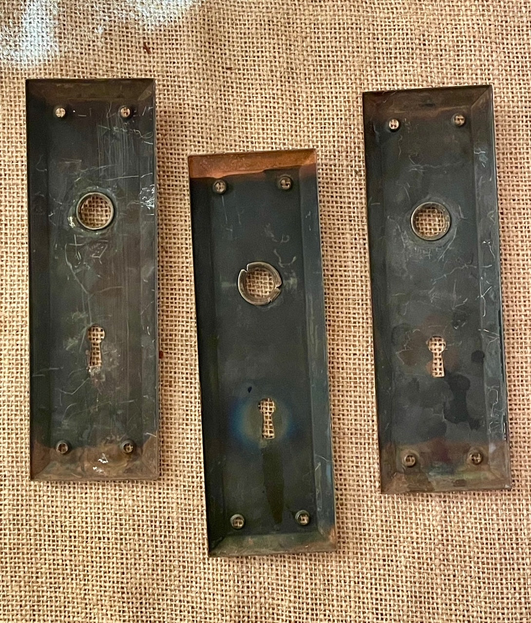 Antique Copper Flashed, Japanned Door Plate- 7" x 2¼"