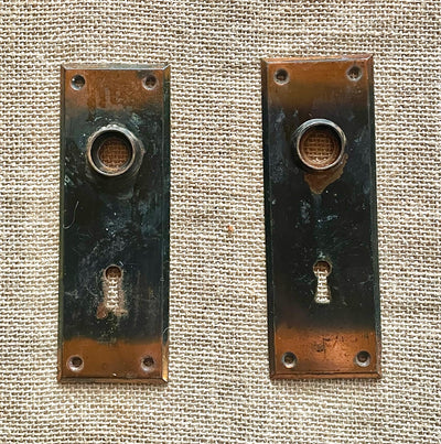 Antique Oxidized Copper Flashed Door Plate- 5¾" x 2"