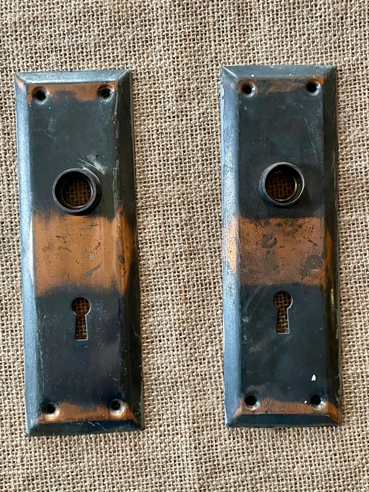 Antique Oxidized Copper Flashed Door Plate- 7" x 2¼"