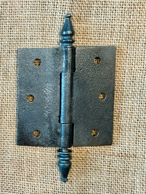 Antique Decorative Cast Iron Steeple Tip Door Hinge - 3½" x 3½"