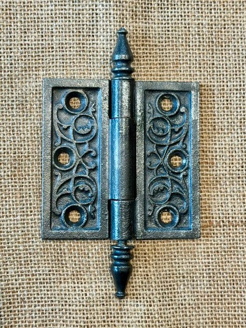 Antique Decorative Cast Iron Steeple Tip Door Hinge - 3½" x 3½"