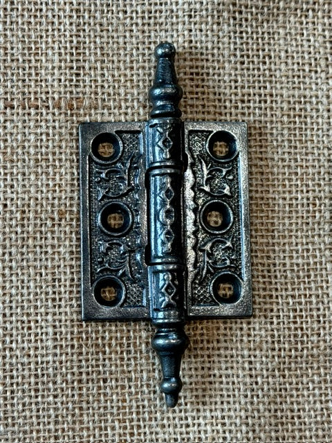 Antique Decorative Cast Iron Steeple Tip Door Hinge - 2½" x 2"