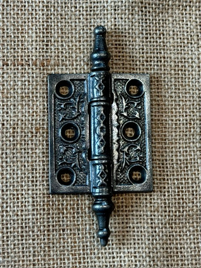 Antique Decorative Cast Iron Steeple Tip Door Hinge - 2½" x 2"