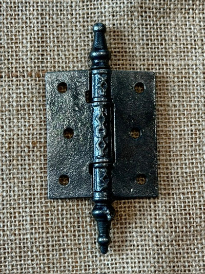 Antique Decorative Cast Iron Steeple Tip Door Hinge - 2½" x 2"