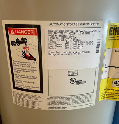 Bradford White Electric Hot Water Heater (store pick up only)