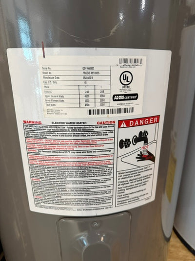 Rheem 40 Gallon Electric Hot Water Heater (Store Pick Up Only: Williamsport, PA)