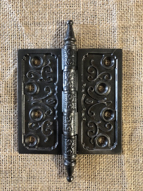 Antique Decorative Steeple Tip Door Hinge - 4½" x 4½"