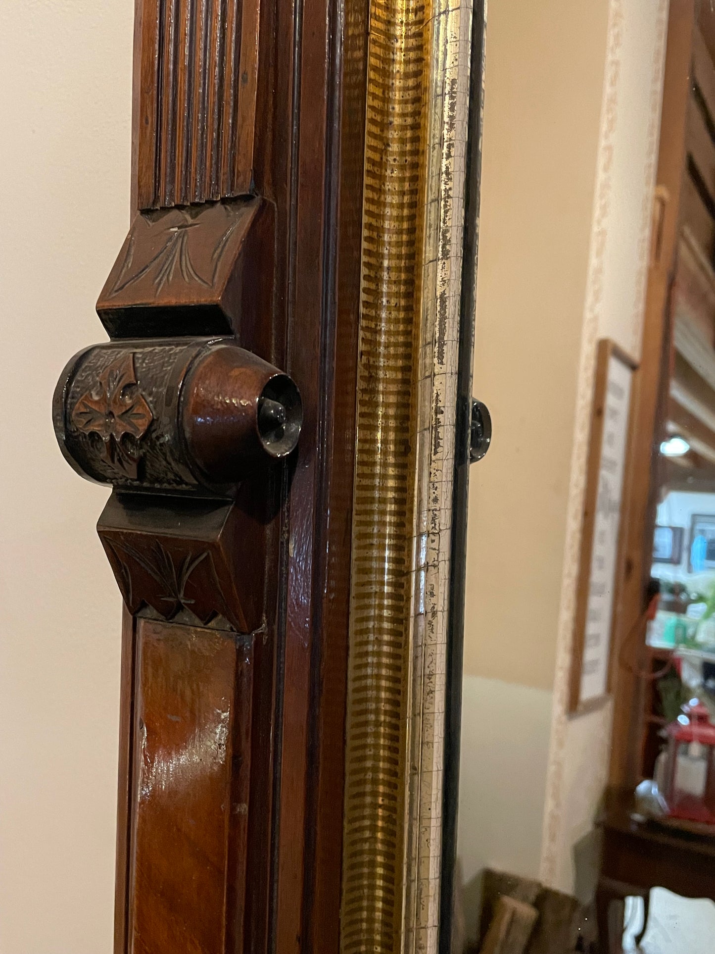 Victorian Carved Wood Mirror With Marble Shelf (store pick up only)