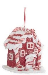 Red and White Handcrafted Clay Candy Cane House Ornaments- 3 Styles