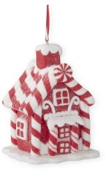 Red and White Handcrafted Clay Candy Cane House Ornaments- 3 Styles