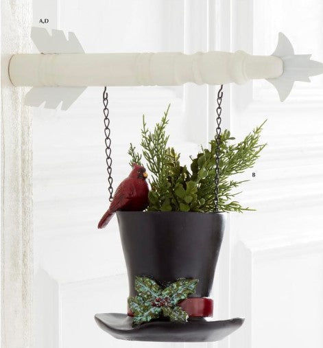 Black Resin Top Hat Vase with Cardinal Arrow Replacement