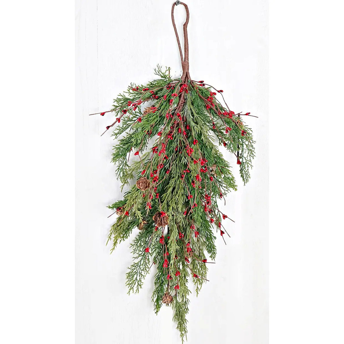 Evergreen Pine with Red Pips Teardrop