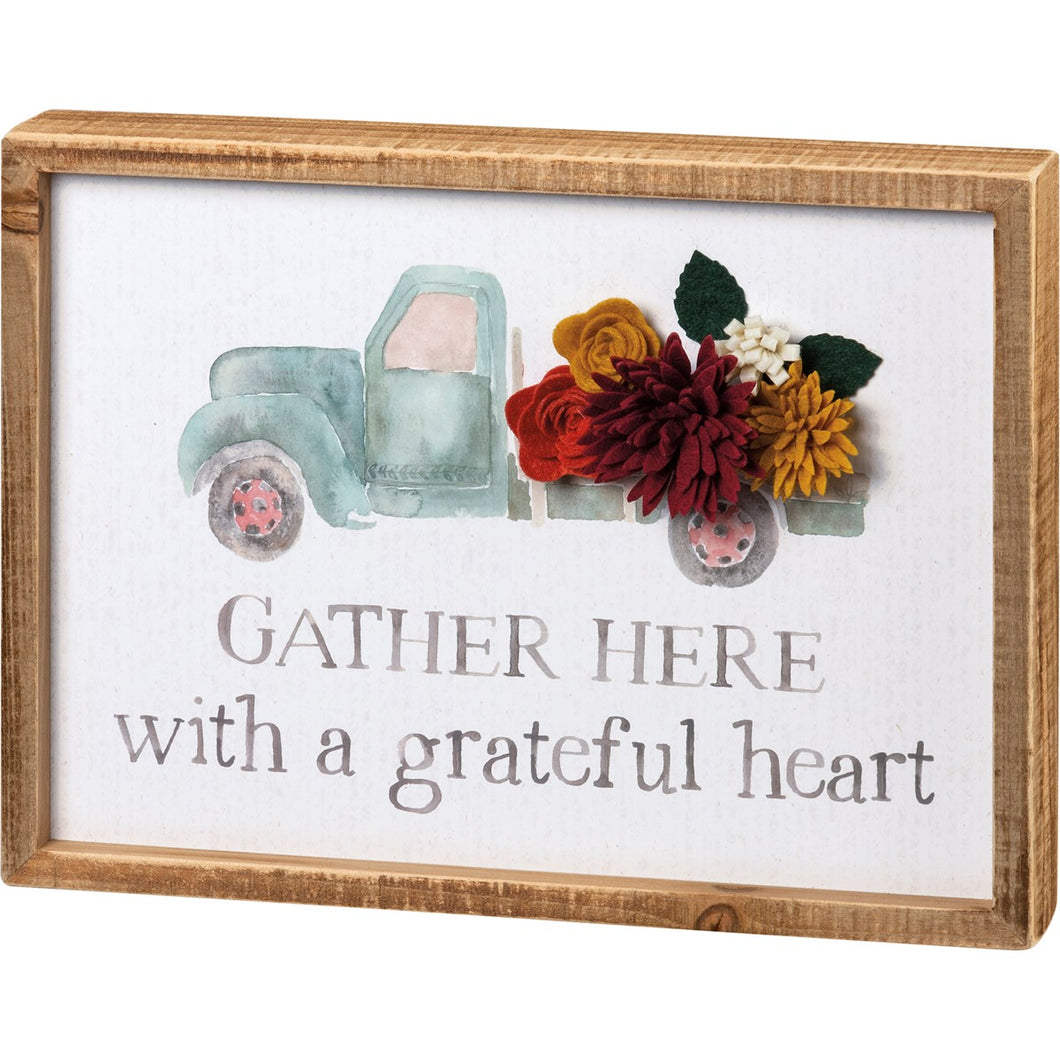 Gather Here With A Grateful Heart Inset Box Sign_CLEARANCE