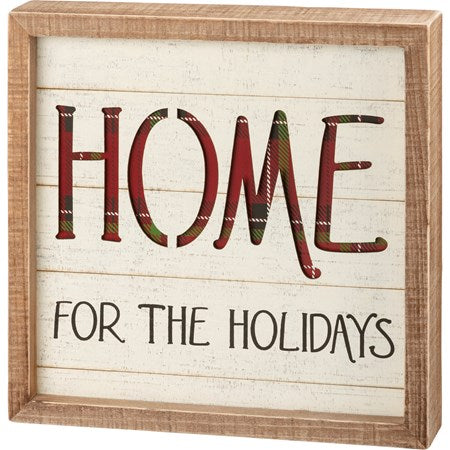 Home For The Holidays Inset Slat Box Sign