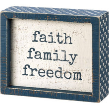 Load image into Gallery viewer, Faith, Family, Freedom Box Sign_CLEARANCE
