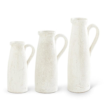 White Ceramic Crackled Pitchers (store pick up only)