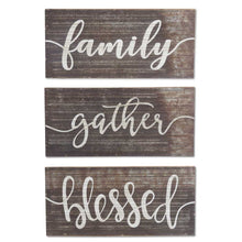 Load image into Gallery viewer, Corrugated Tin Wall Signs (Family, Gather or Blessed)
