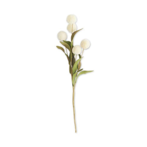 White Five-Ball Pompom Pick w/Green Eva Leaves