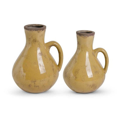 Crackled Butterscotch Glazed Terracotta Jugs