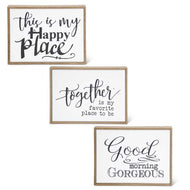 Assorted Wood Framed Enamel Inspirational Signs (3 Styles)