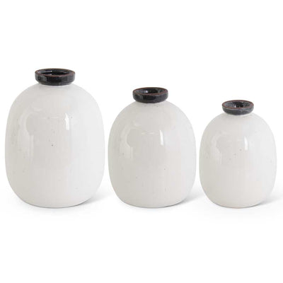 White Crackled Ceramic Vases - 3 Sizes (store pick up only)