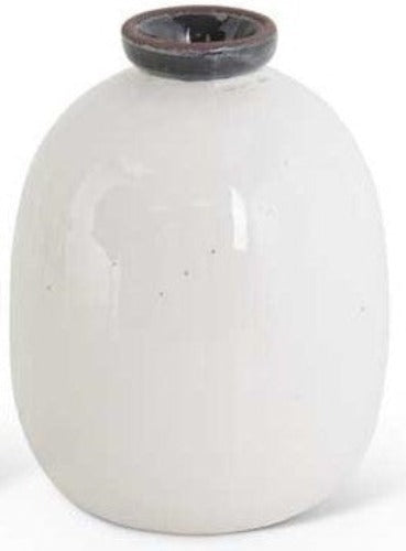 White Crackled Ceramic Vase-Medium_CLEARANCE