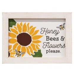 Honey Bees & Flowers Please Framed Sign