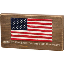 Load image into Gallery viewer, Home of the Free Because of the Brave Stitched Block Sign_CLEARANCE
