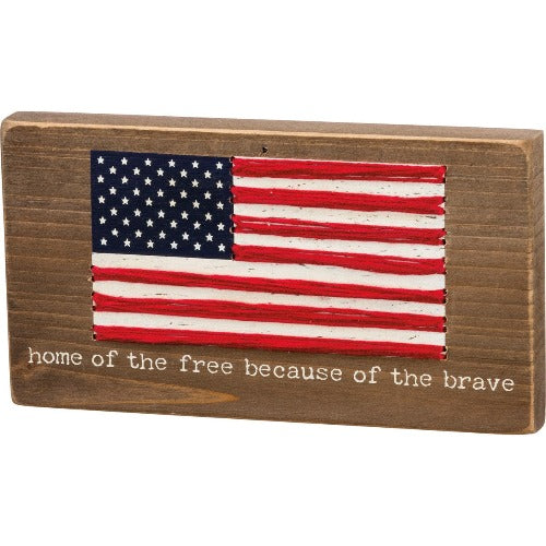 Home of the Free Because of the Brave Stitched Block Sign_CLEARANCE