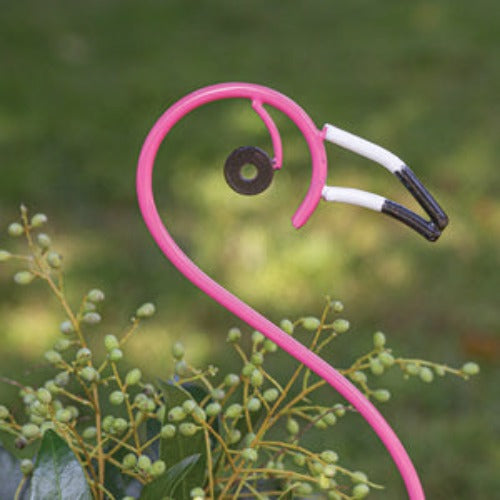 Flamingo Garden Stake Planter face